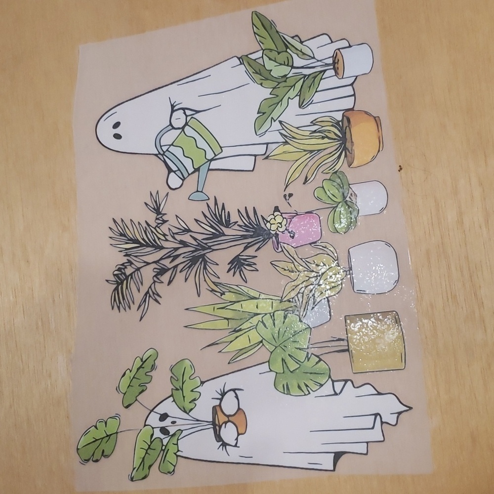 Halloween Ghost Plant Iron-On Heat Transfer Patches DIY